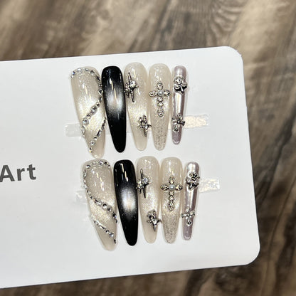Decorative Stiletto Press-On Nail Set with Starry Accents Acalora