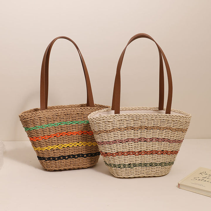 Trendy Straw Bag with Colorful Details Kalsten