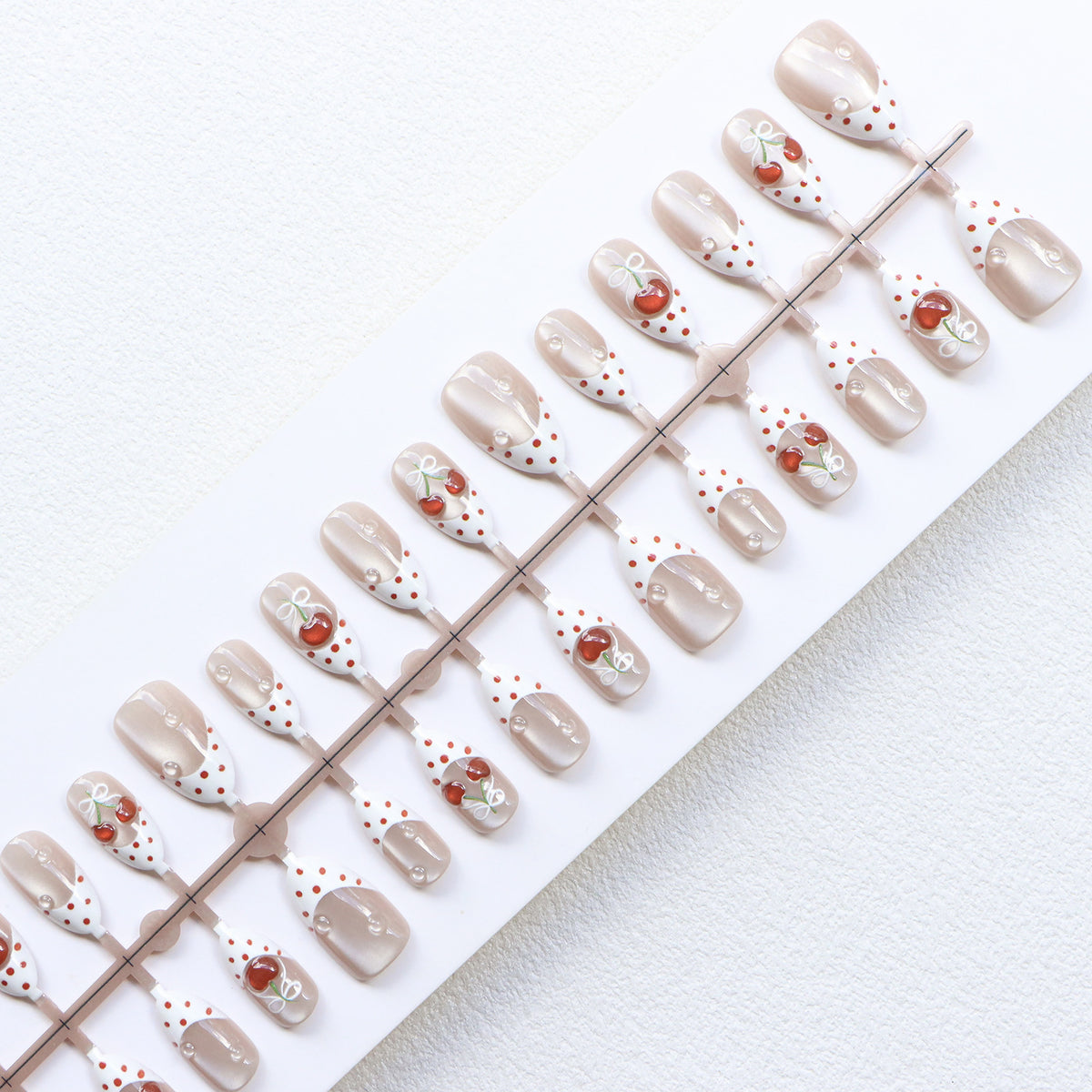 Charming Cherry-Themed Press-On Nail Set Acalora
