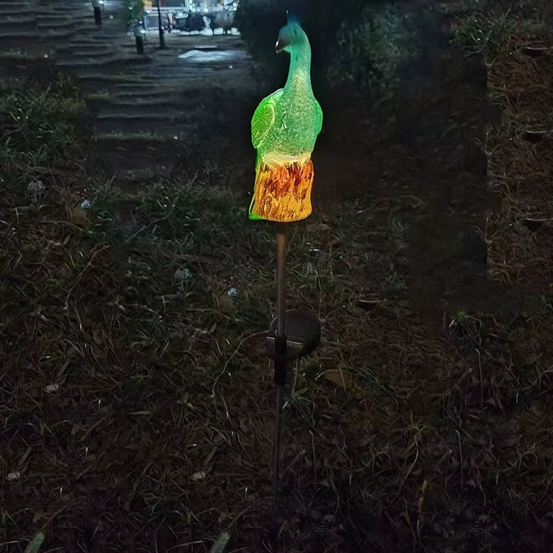 Ornamental Solar-Powered Peacock Garden Stake Lights With LED Resin Sculpture And Waterproof Stainless Steel Stake Kalsten