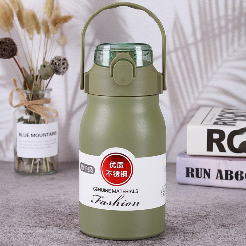 Women High-Quality Thermo Mug with Practical Carrying Handle and Integrated Straw Kalsten