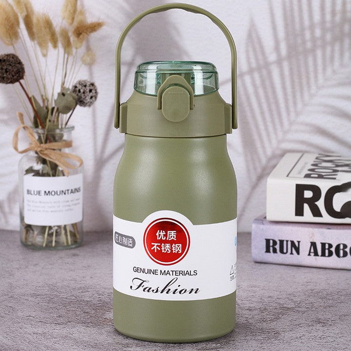 Women High-Quality Thermo Mug with Practical Carrying Handle and Integrated Straw Kalsten