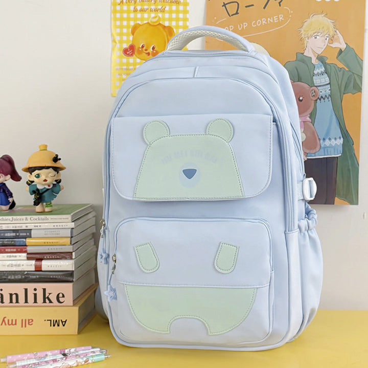 Cute Bear-Embossed School Backpack