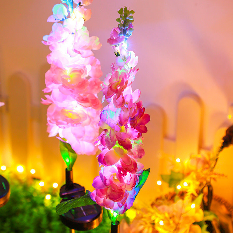 Decorative Tall Artificial Delphinium Garden Stake With Stainless Steel Spike And Adjustable Clip Kalsten