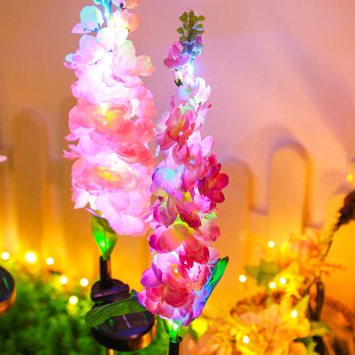 Decorative Tall Artificial Delphinium Garden Stake With Stainless Steel Spike And Adjustable Clip Kalsten