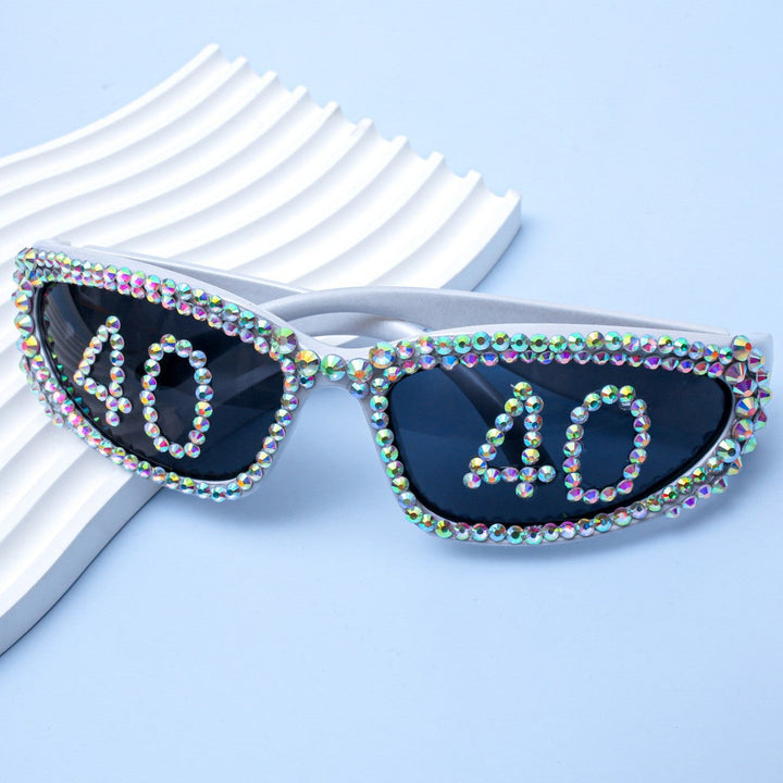 Women Glamorous Rhinestone Sunglasses with Custom Designed Inscription Kalsten