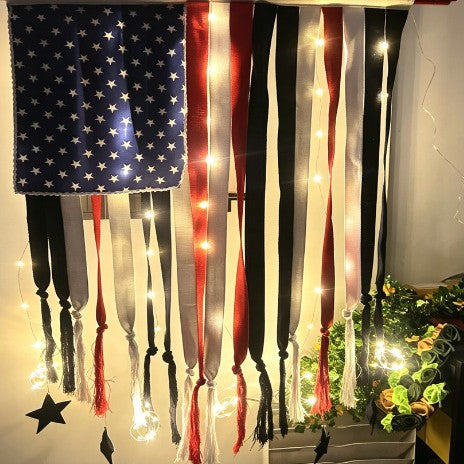 Unisex nan patriotic tasseled fabric wall hanging with star ornaments Kalsten