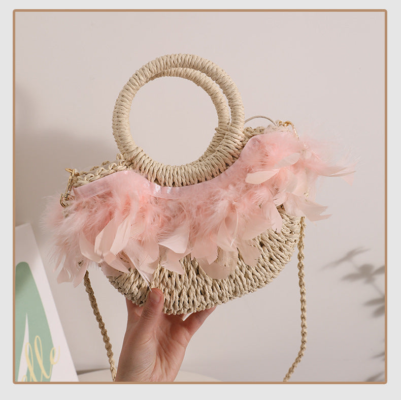 Elegant Basket Bag with Delicate Feather Details Kalsten
