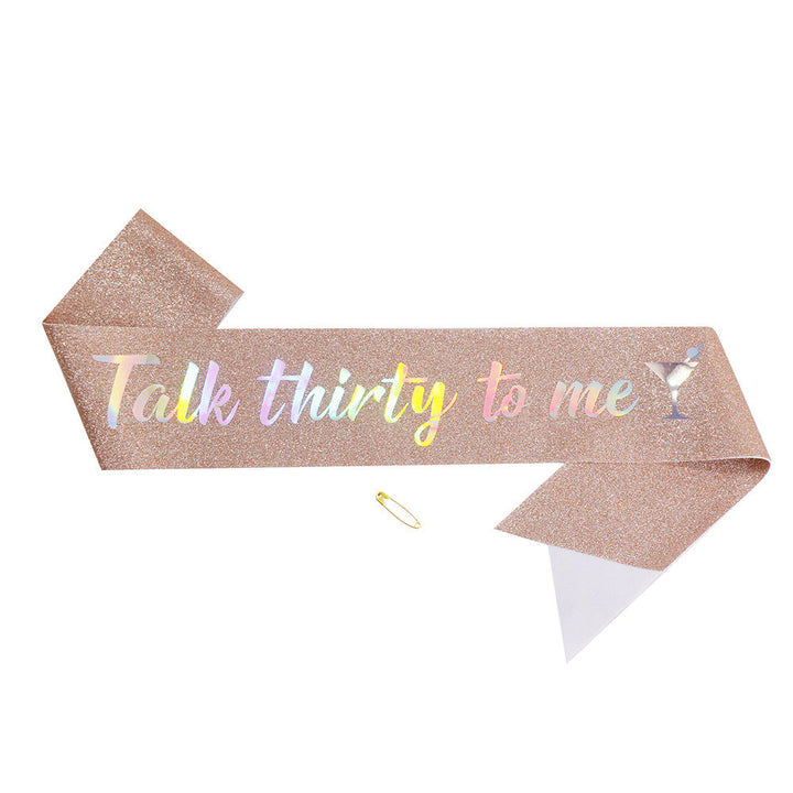 Ladies Glittering Birthday Sash with Festive Print Kalsten