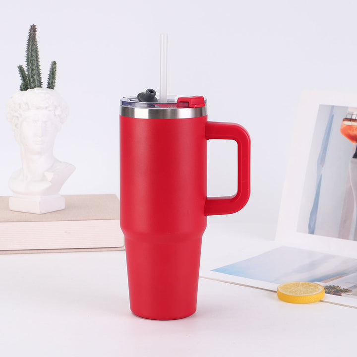 Ladies insulating cup with practical handle and straw Kalsten