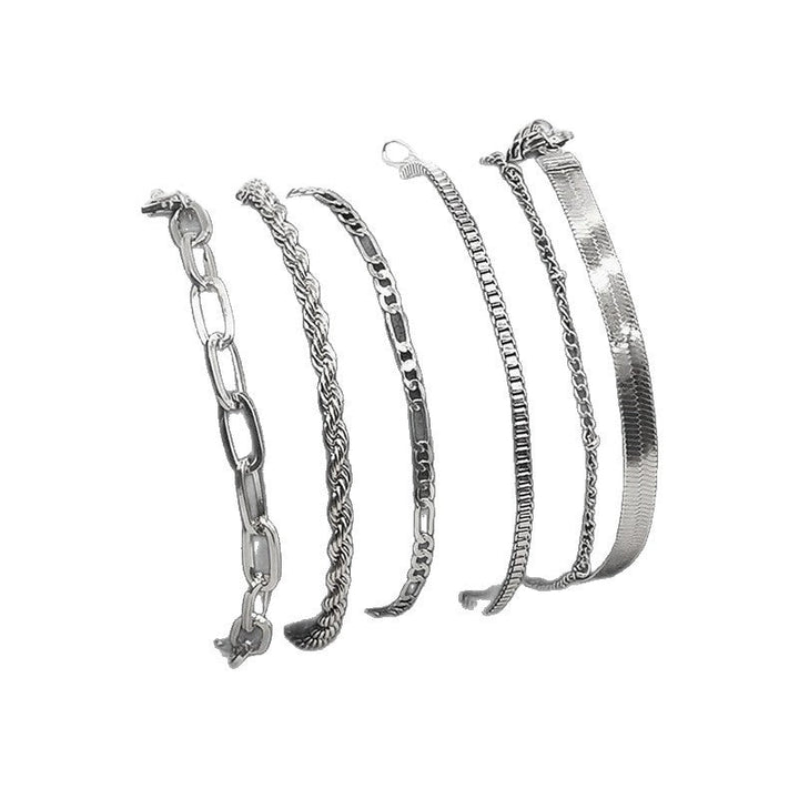 Multiple Textured Chain Bracelet Set Kalsten