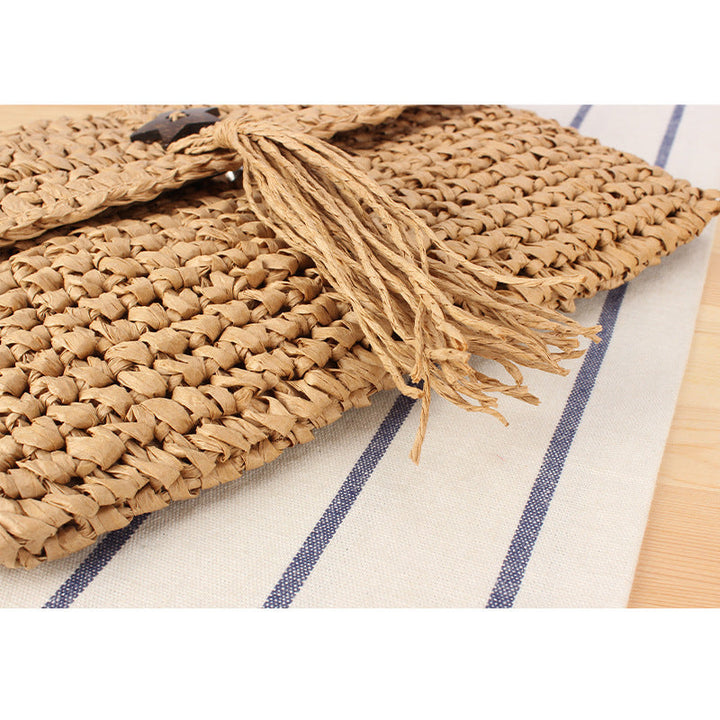 Handmade macrame shoulder bag with tassels and leather accents Kalsten