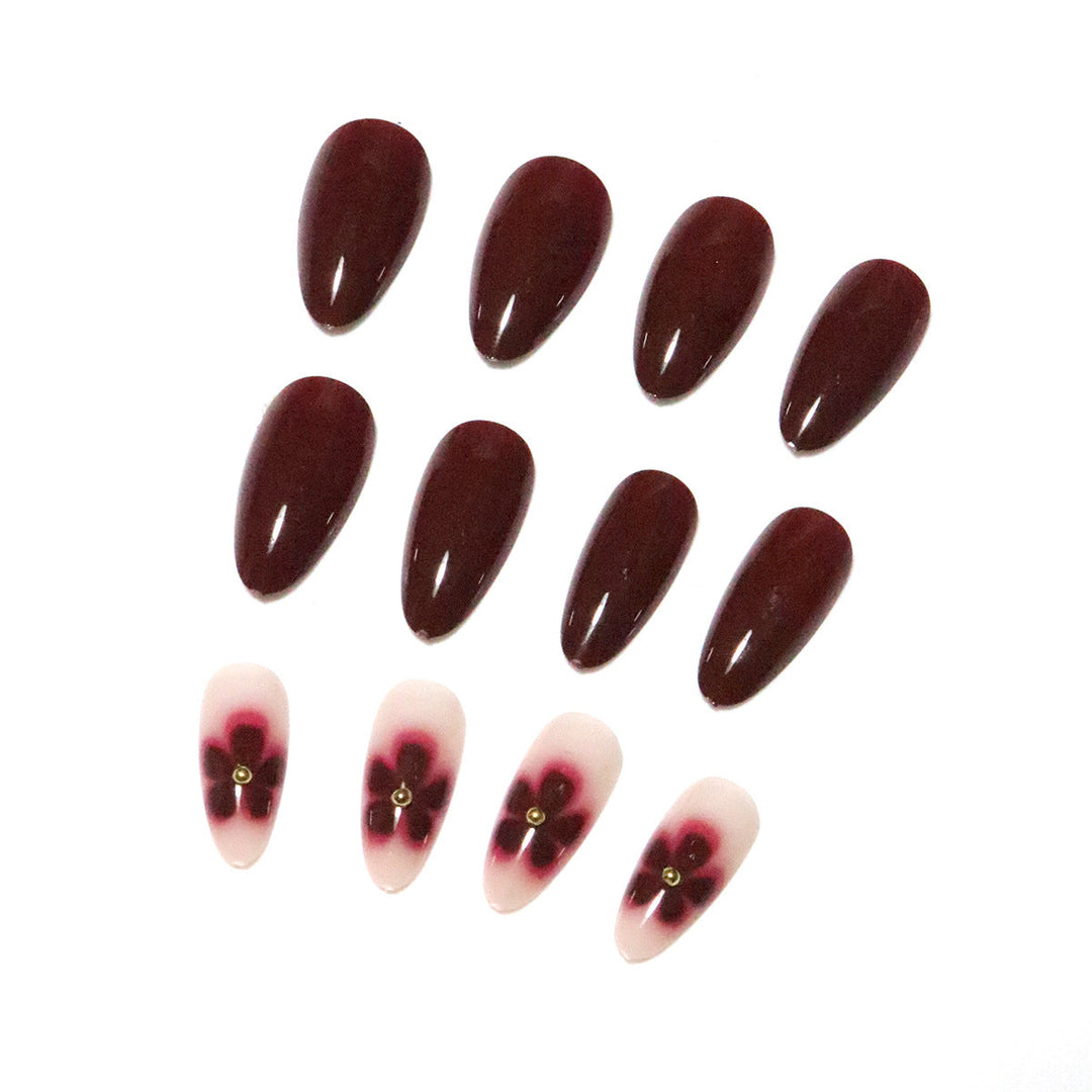 Elegant Floral Design Press-On Nail Art Kalsten