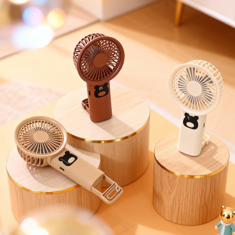 Women portable handheld fan with playful bear design Kalsten