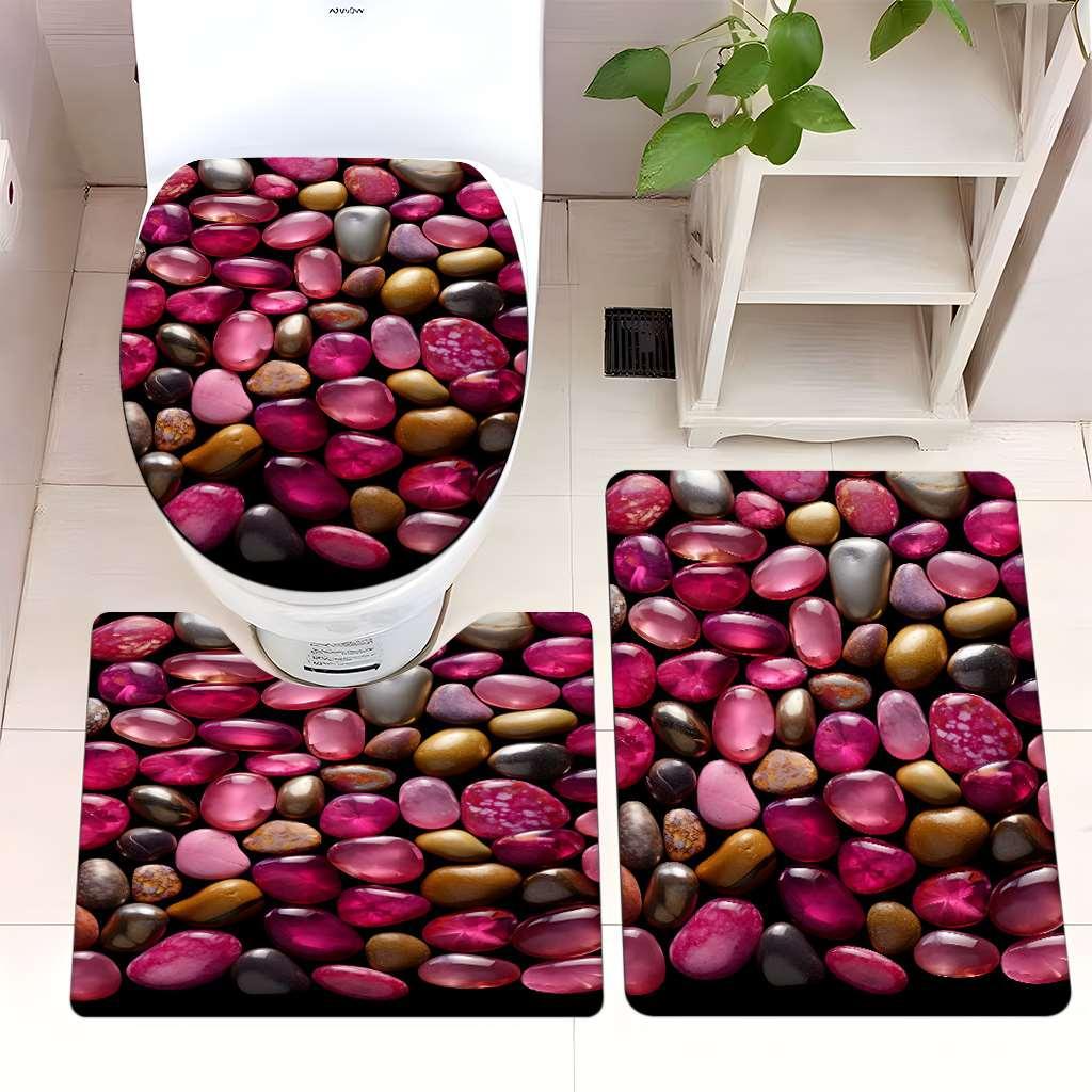 Decorative Pebble Bathroom Mat Set Kalsten