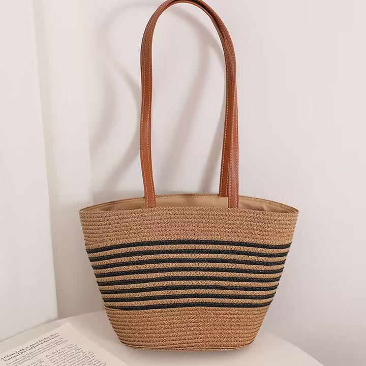 Elegant Bast Handbag with Leather Handles Kalsten