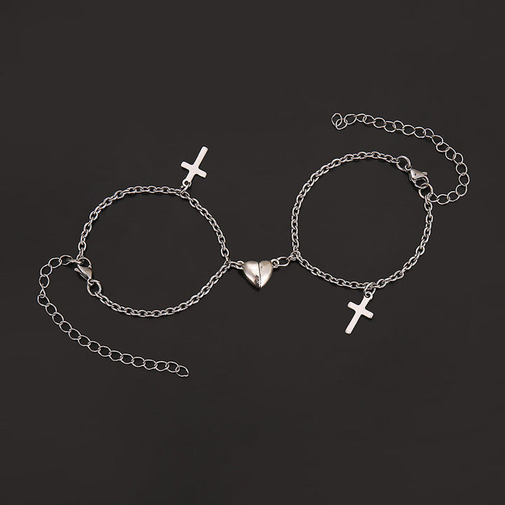 Versatile bracelet with cross and heart pendants Kalsten