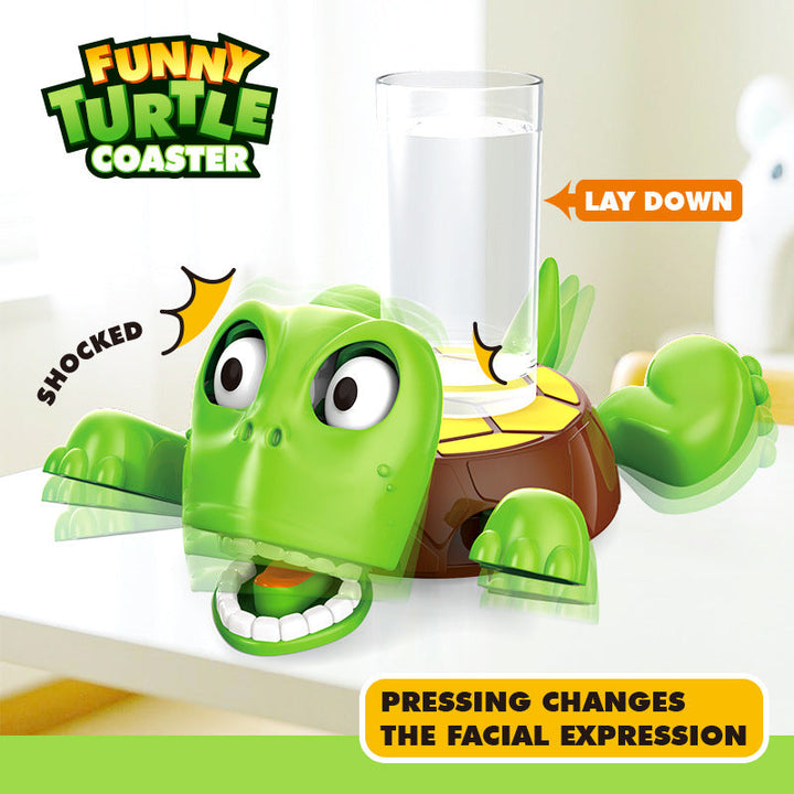 Interactive Turtle Drink Coaster With Animated Mouth, Moving Limbs And Shock-Sensor Surprise