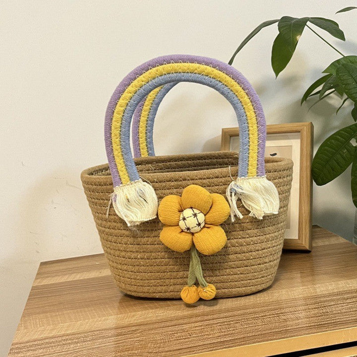 Women's handmade basket bag with color-coordinated handle accents Kalsten
