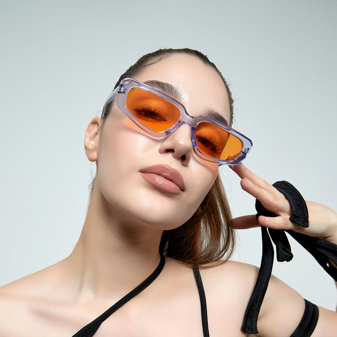 Women's stylish square sunglasses with modern high-gloss plastic frame Kalsten