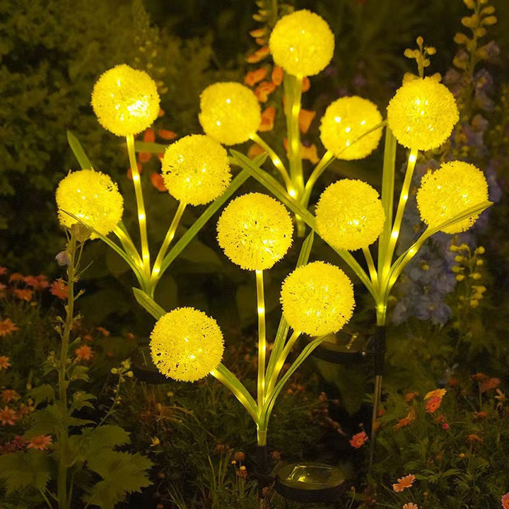 Dandelion-Inspired Solar Garden Stake Lights With Integrated Solar Panel And Dual Floral Globes Kalsten