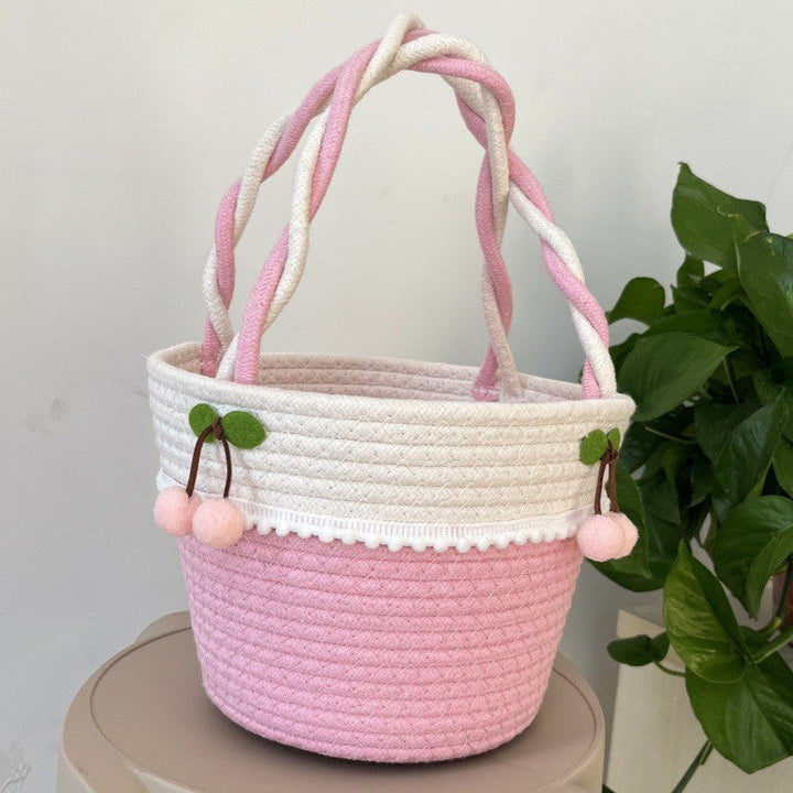 Ladies Playful Storage Basket with Pom-Pom Decoration Kalsten