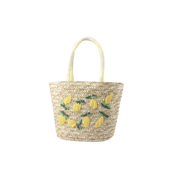 Basket bag with hand-embroidered lemon motif Kalsten