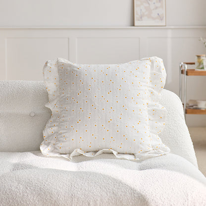 Decorative Ruffled Floral Throw Pillow
