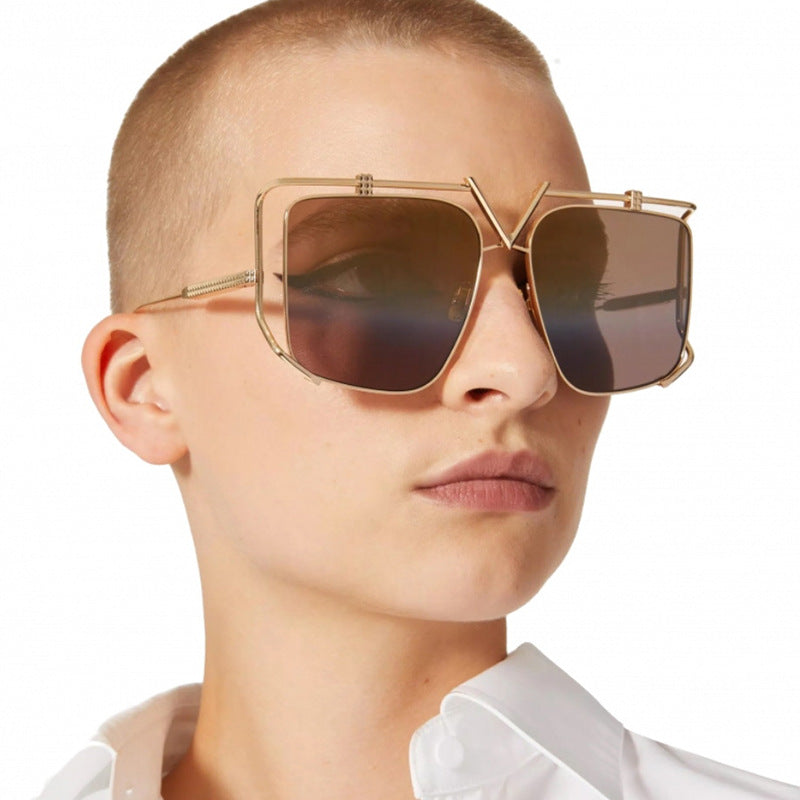 Women's futuristic oversized sunglasses with unique geometric frame Kalsten