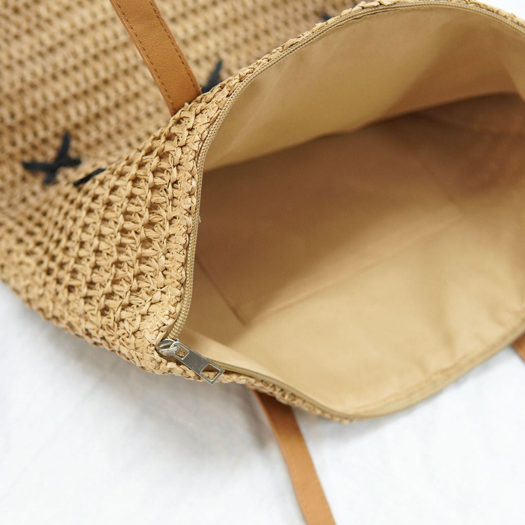 Trendy large beach bag with original bow appliqués Kalsten