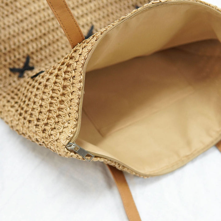 Trendy large beach bag with original bow appliqués Kalsten