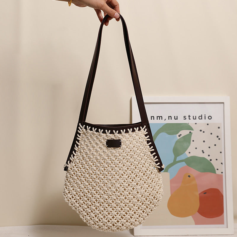Hand-knotted tote bag with sturdy leather handles Kalsten