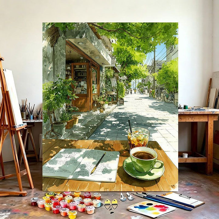 Urban Café Scene Canvas Art Print Kalsten