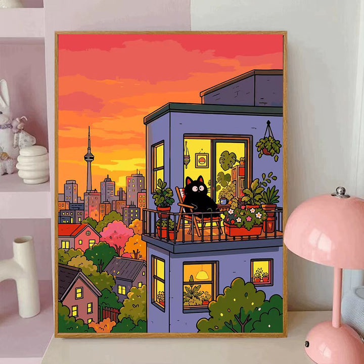 Playful Cat-Themed Decorative Wall Canvas Art Kalsten