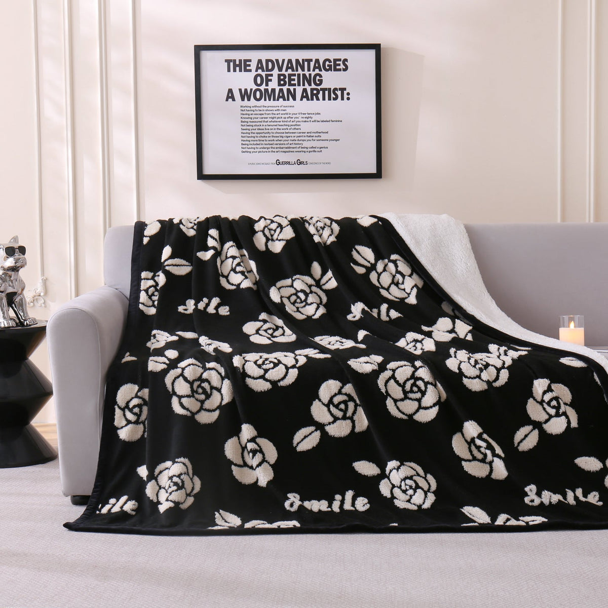 Chic Floral Pattern Throw Blanket