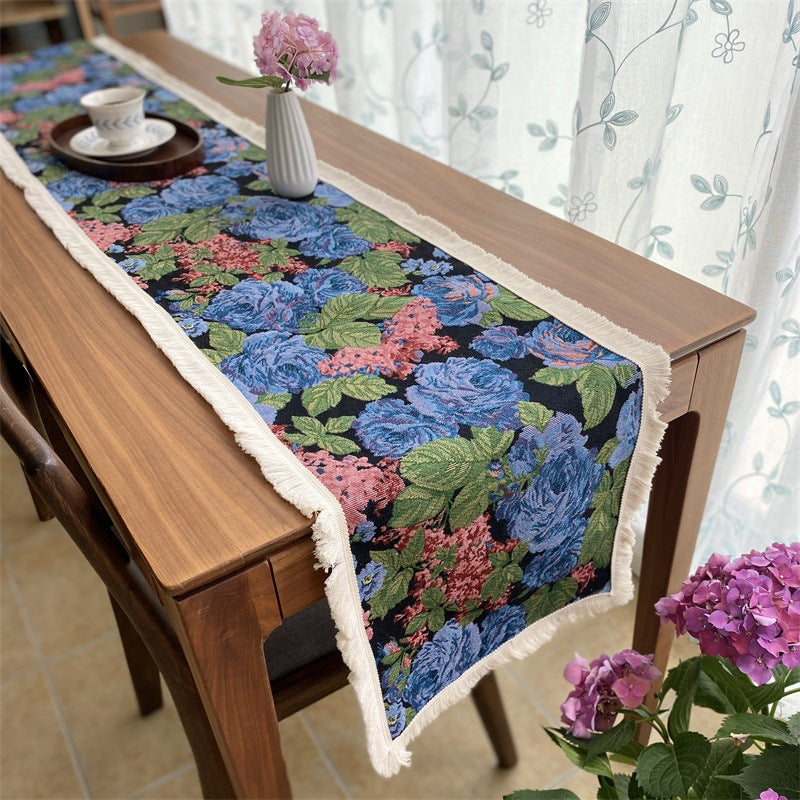 Elegant Floral Embroidered Table Runner