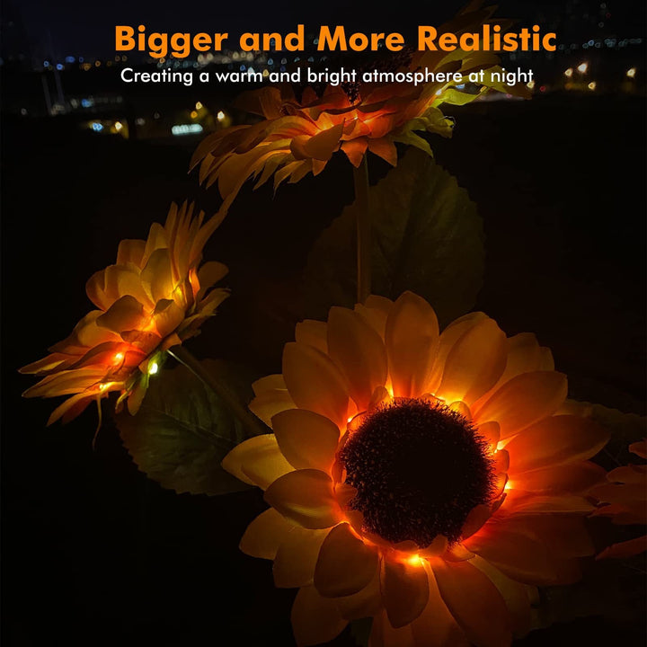 Solar-Powered Outdoor Garden Stake Lights With Realistic Sunflower Blooms And Waterproof Solar Controller Kalsten