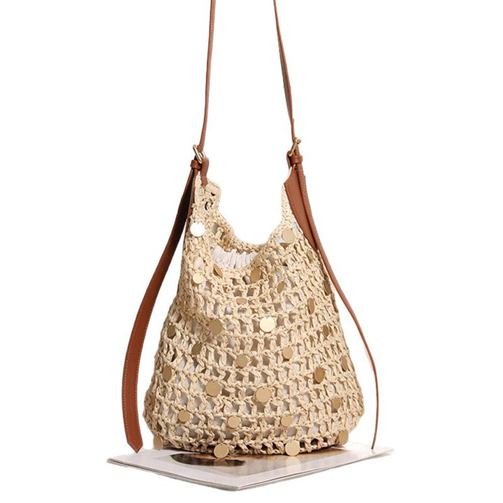 Hand-knotted shoulder bag with metal appliqués Kalsten