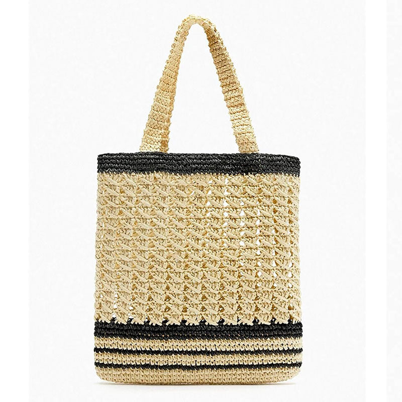 Handcrafted basket bag with modern striped design Kalsten