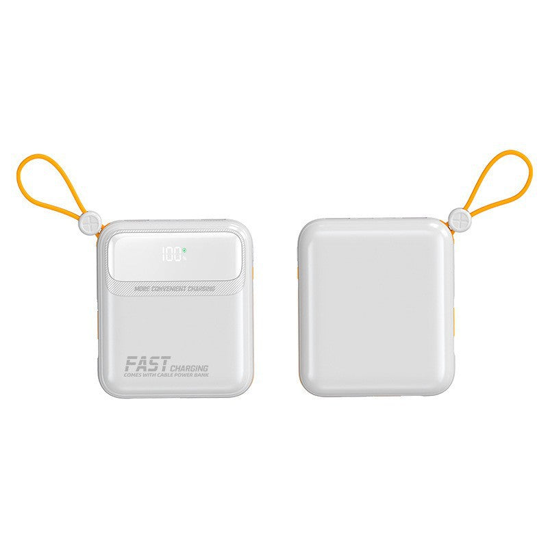 Compact power bank with integrated cable management and digital charge level display Kalsten
