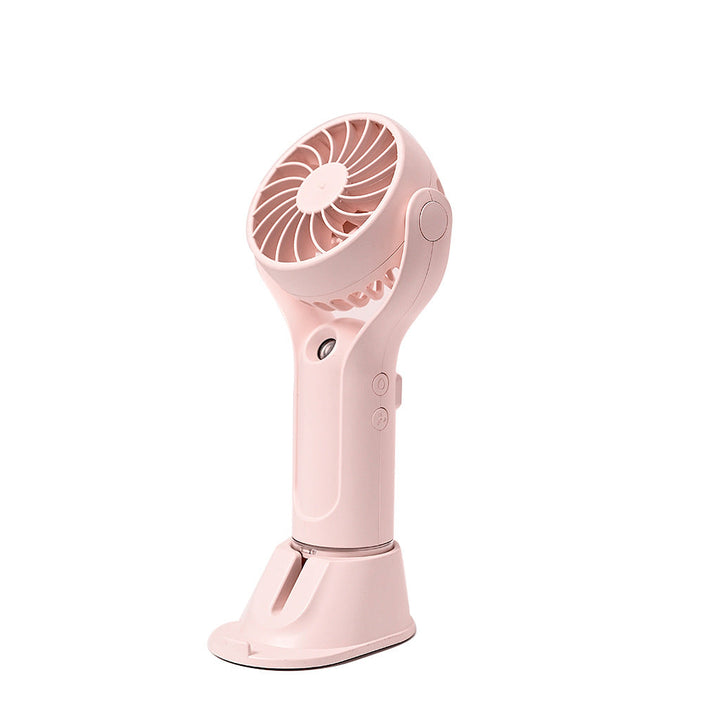 Unisex portable handheld fan with tiltable head, foldable stand and USB charging station Kalsten
