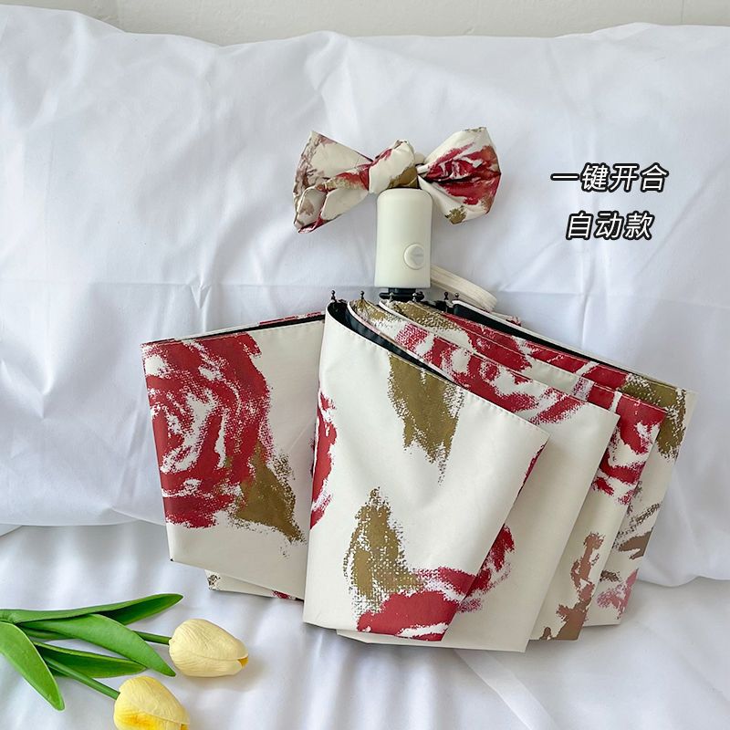 Women's Automatic Folding Umbrella with Floral Pattern Kalsten