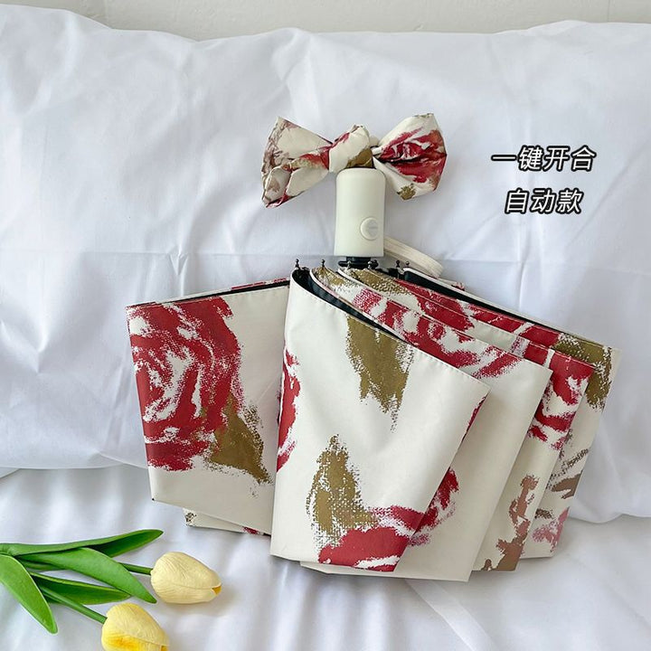 Women's Automatic Folding Umbrella with Floral Pattern Kalsten