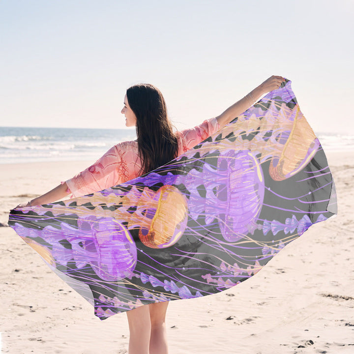 Light beach towel with creative jellyfish motif Kalsten