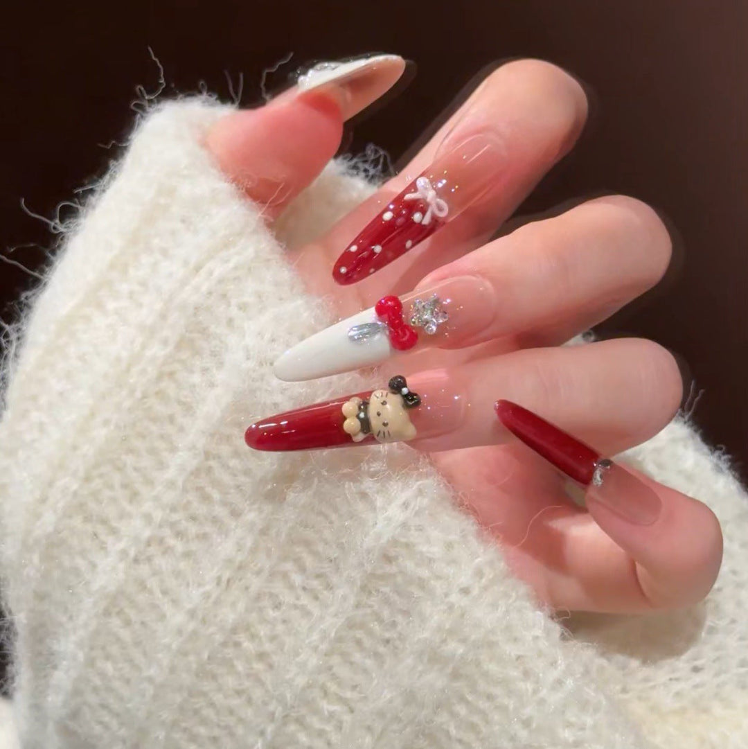 Artistic Press-On Nail Set with Holiday Designs Kalsten