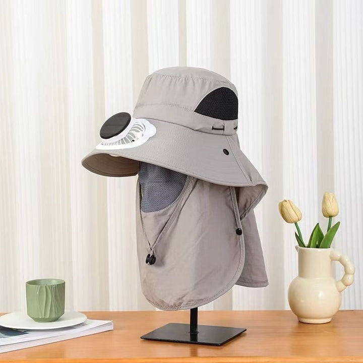 UV-Protect-Sun Hat with removable face and neck protection, integrated solar fan and breathable mesh Kalsten