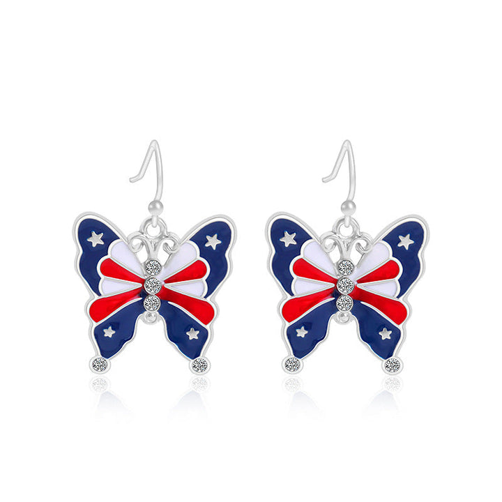 Women's star-shaped enamel earrings with USA flag motif and gold-plated fish Kalsten