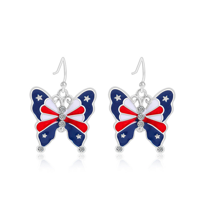 Women's lightweight star earrings with enamel flag design and fishhook Kalsten