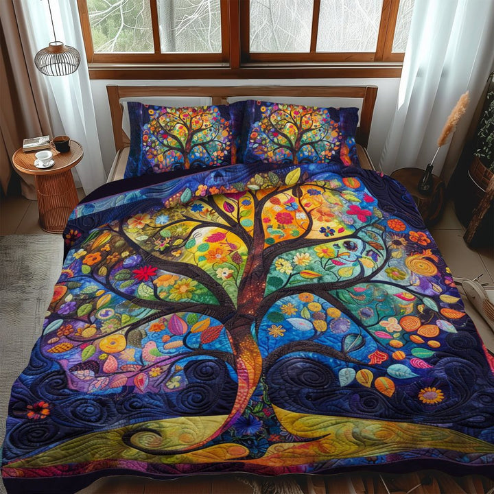 Quilted Ocean Wave Microfiber Comforter Set With Matching Shams And Plush Hypoallergenic Fill