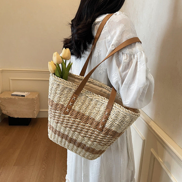 Comfortable beach bag with leather handles Kalsten